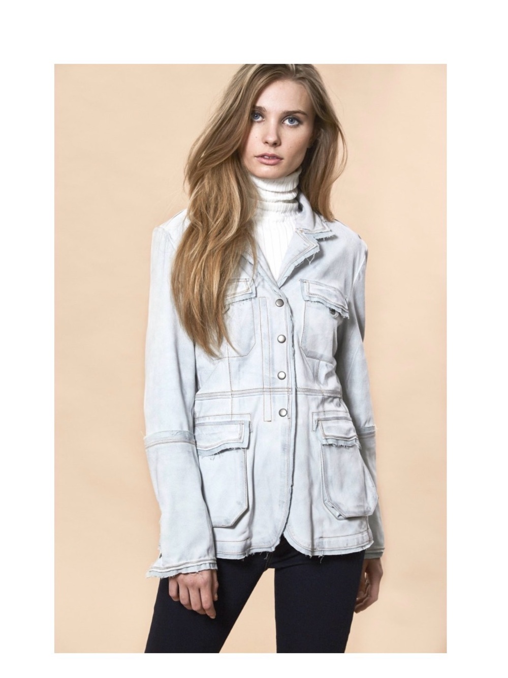 Free People Jakett Meryl Leather Moto Jacket-sz Medium- Off white/frosty white